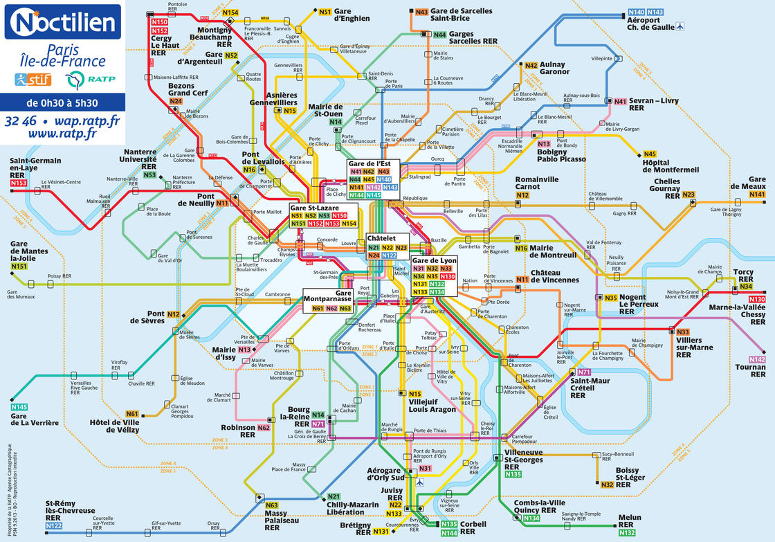 Paris Public Transportation Bus Map